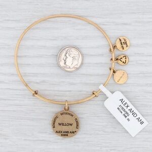 Alex and Ani Wilow Flower Bangle Charm Bracelet Rafaelian Gold Expandable